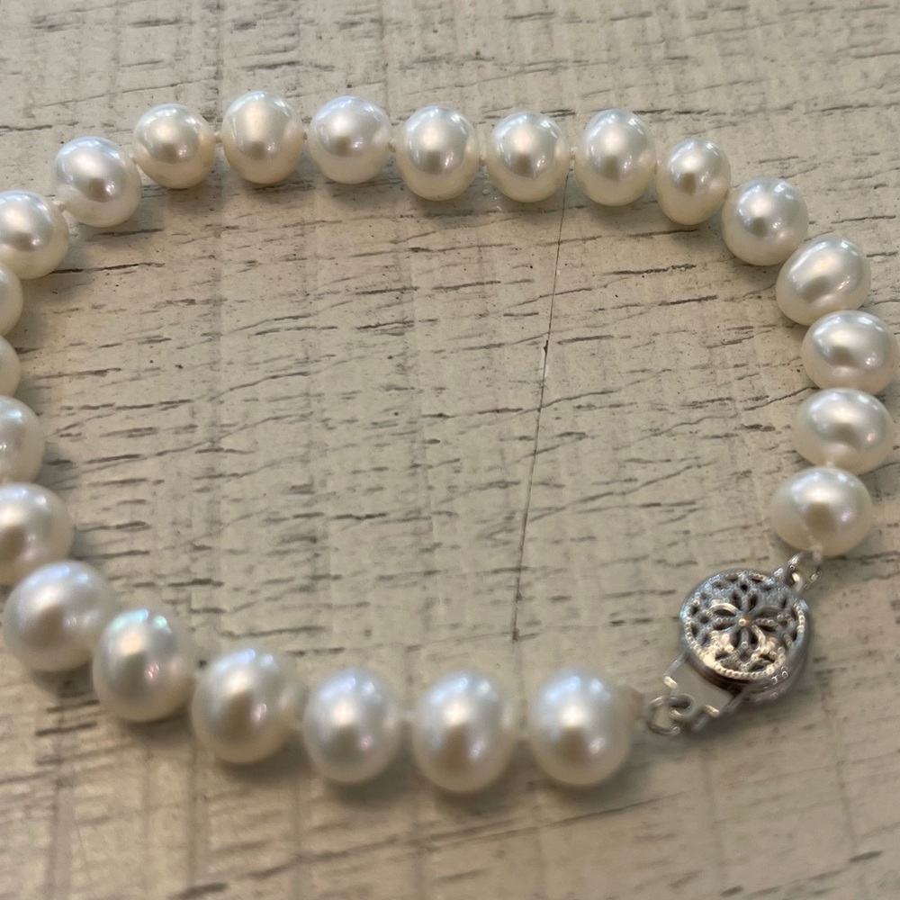 Real White Pearls with Sterling Silver Clasp